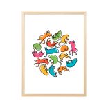 Alvó cicák (színes) egyedi műalkotás falikép