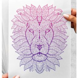   Boho mintás oroszlán fej (Rózsaszín-Lila) Vasalható matrica