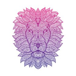   Boho mintás oroszlán fej (Rózsaszín-Lila) Vasalható matrica