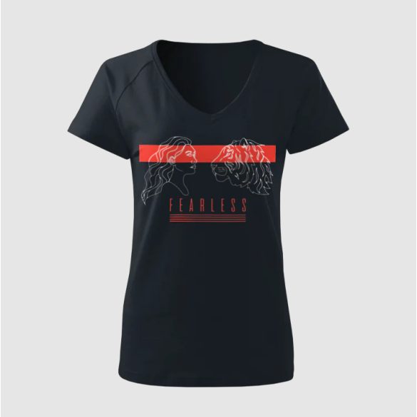 Fearless Tigris és Amazon mintás női V nyakú póló