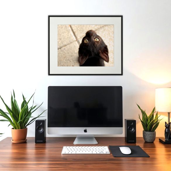 Fekete kiscica fotográfia falikép