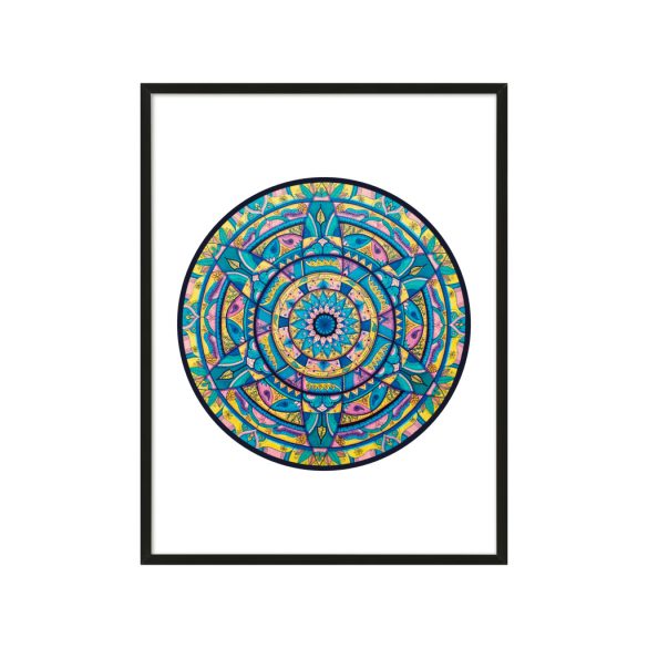 Hat levelű mandala fehér háttérrel egyedi műalkotás nyomat falikép