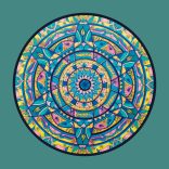 Hat levelű mandala zöld háttérrel egyedi műalkotás nyomat falikép