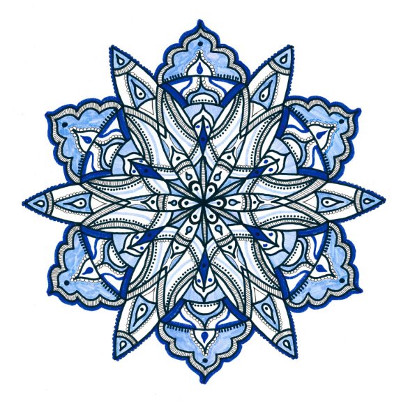 Kék mandala egyedi műalkotás nyomat falikép