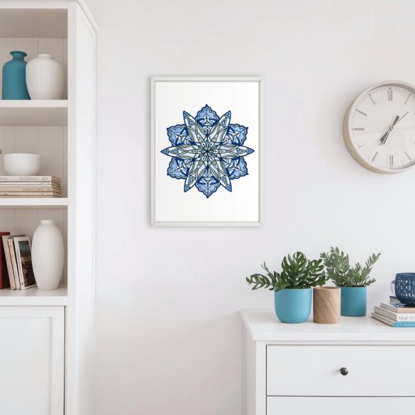 Kék mandala egyedi műalkotás nyomat falikép