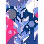 "Nyári kert éjjel" modern absztrakt egyedi grafika nyomat