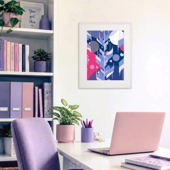 "Nyári kert éjjel" modern absztrakt egyedi grafika nyomat