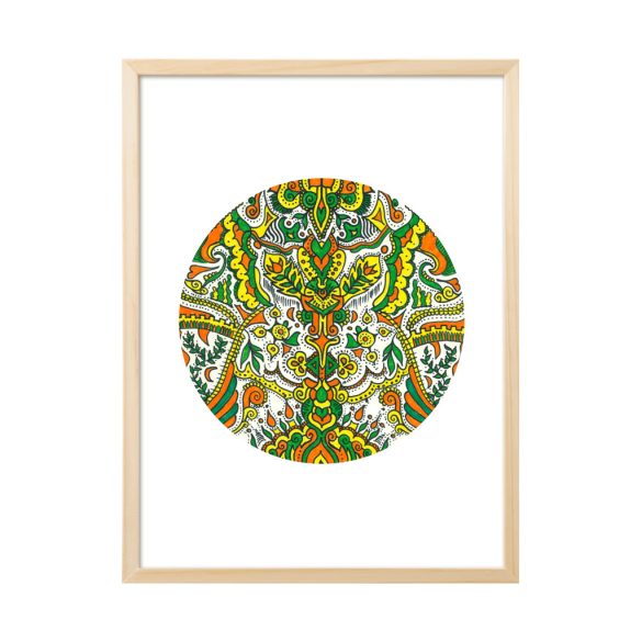 "Nyár" mandala fehér háttérrel egyedi műalkotás nyomat falikép