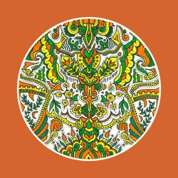   "Nyár" mandala terrakotta narancs háttérrel egyedi műalkotás nyomat falikép