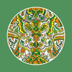   "Nyár" mandala zöld háttérrel egyedi műalkotás nyomat falikép
