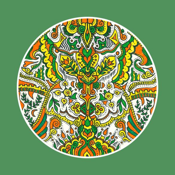 "Nyár" mandala zöld háttérrel egyedi műalkotás nyomat falikép