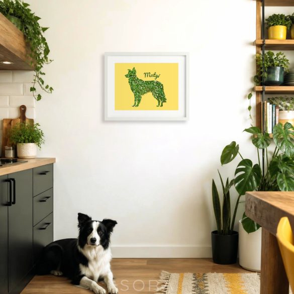 Border collie fotógrafika falikép saját névvel