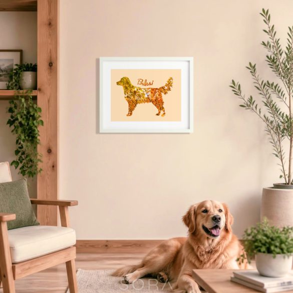 Golden retriever fotógrafika falikép saját névvel