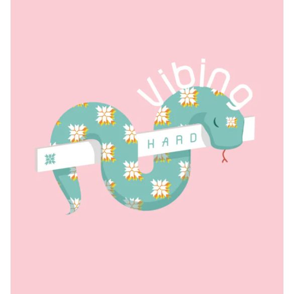 "Vibing hard" feliratos cuki kígyó kereknyakú női póló